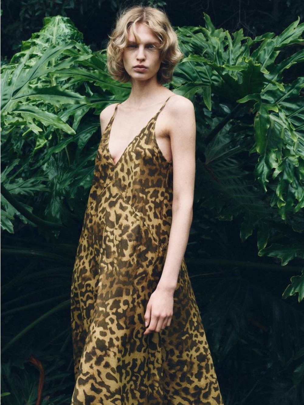 🐆Zara🐆 Leopard Print Slip Dress in Olive and Dark Brown. Size L